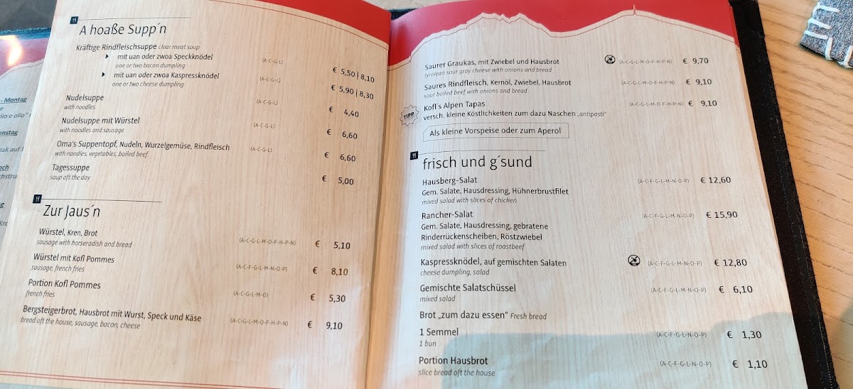 Menu Das Kofel-2
