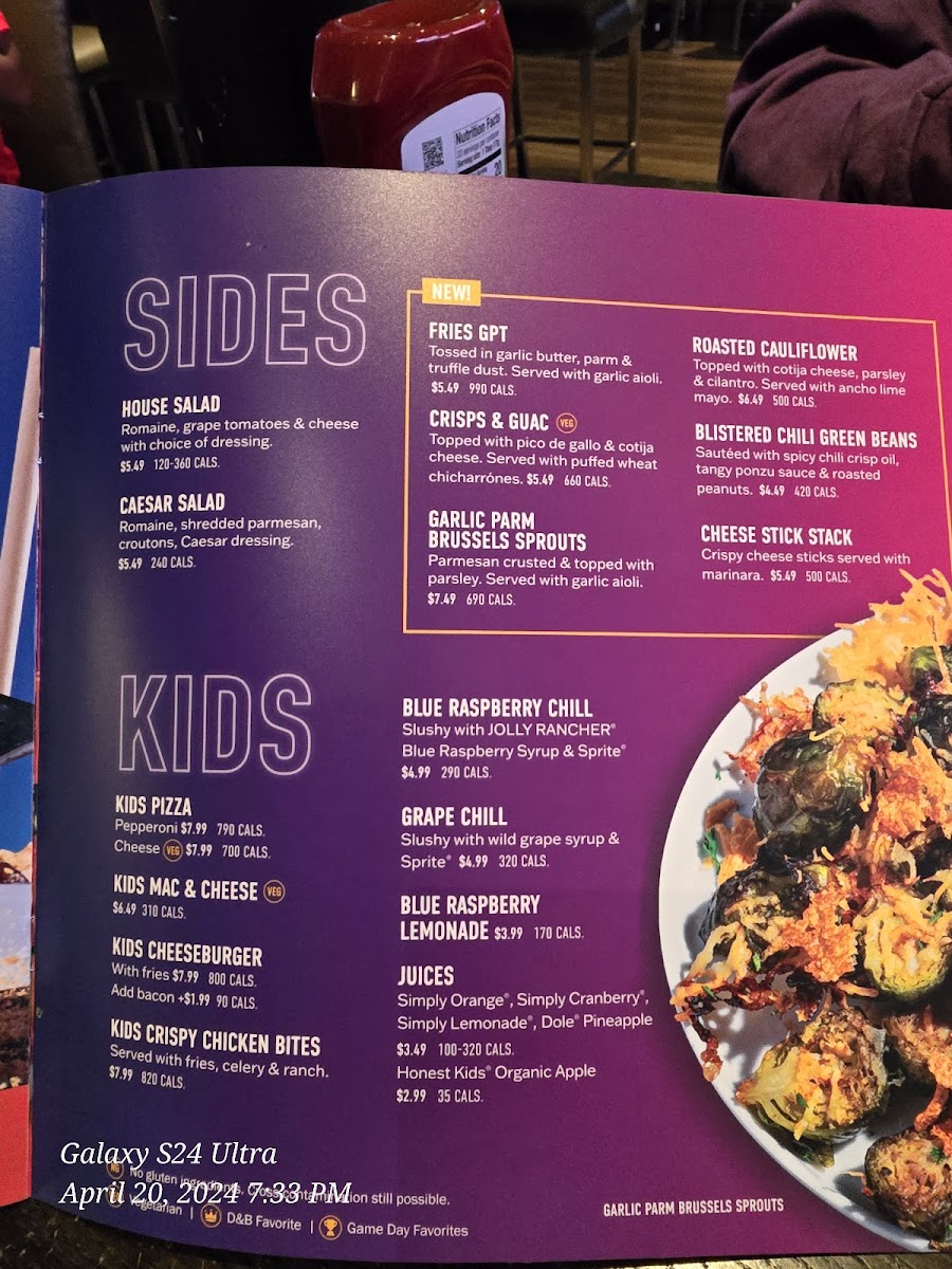 Menu Dave & Buster's Cary-2