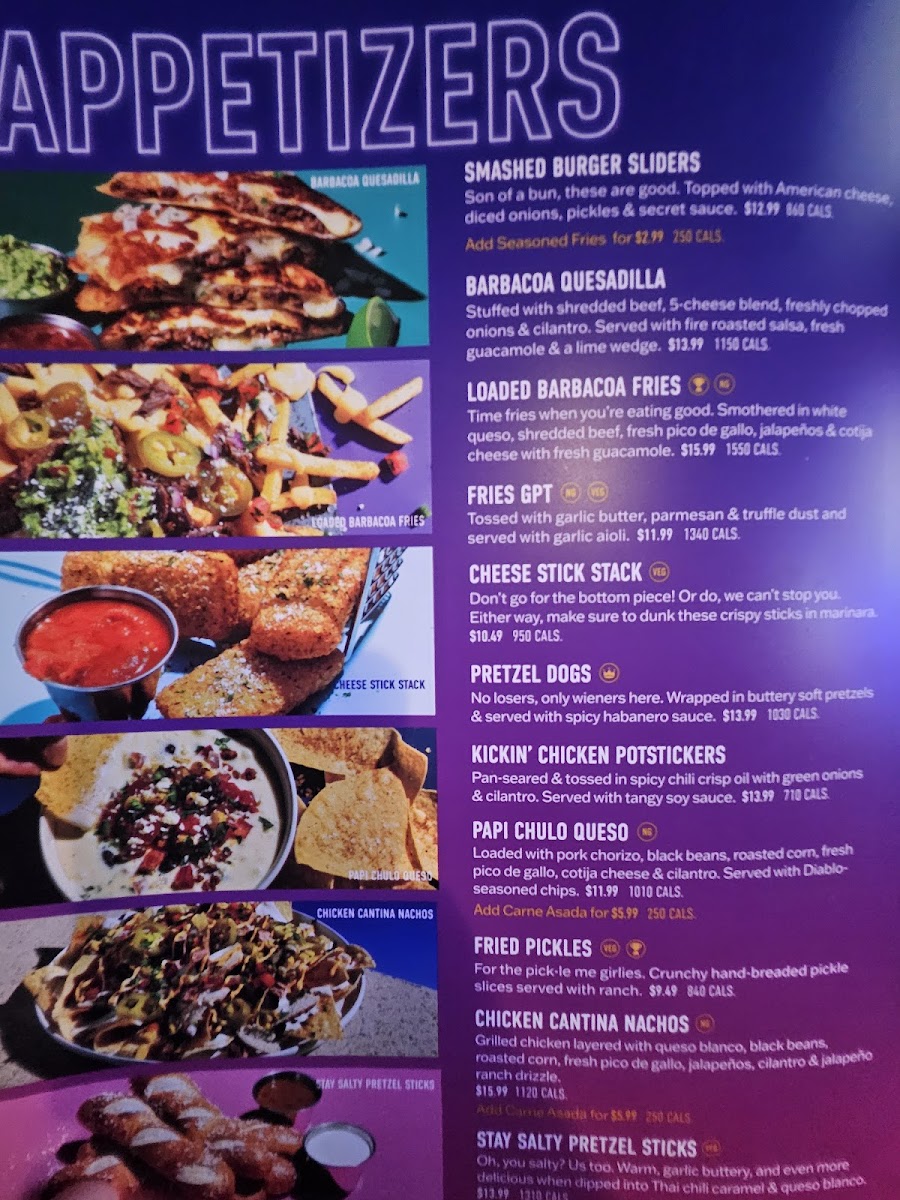 Menu Dave & Buster's Cary-6