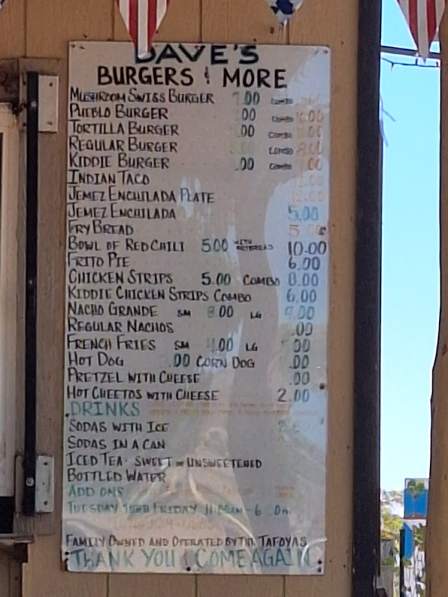 Menu Dave's Burgers And More-1