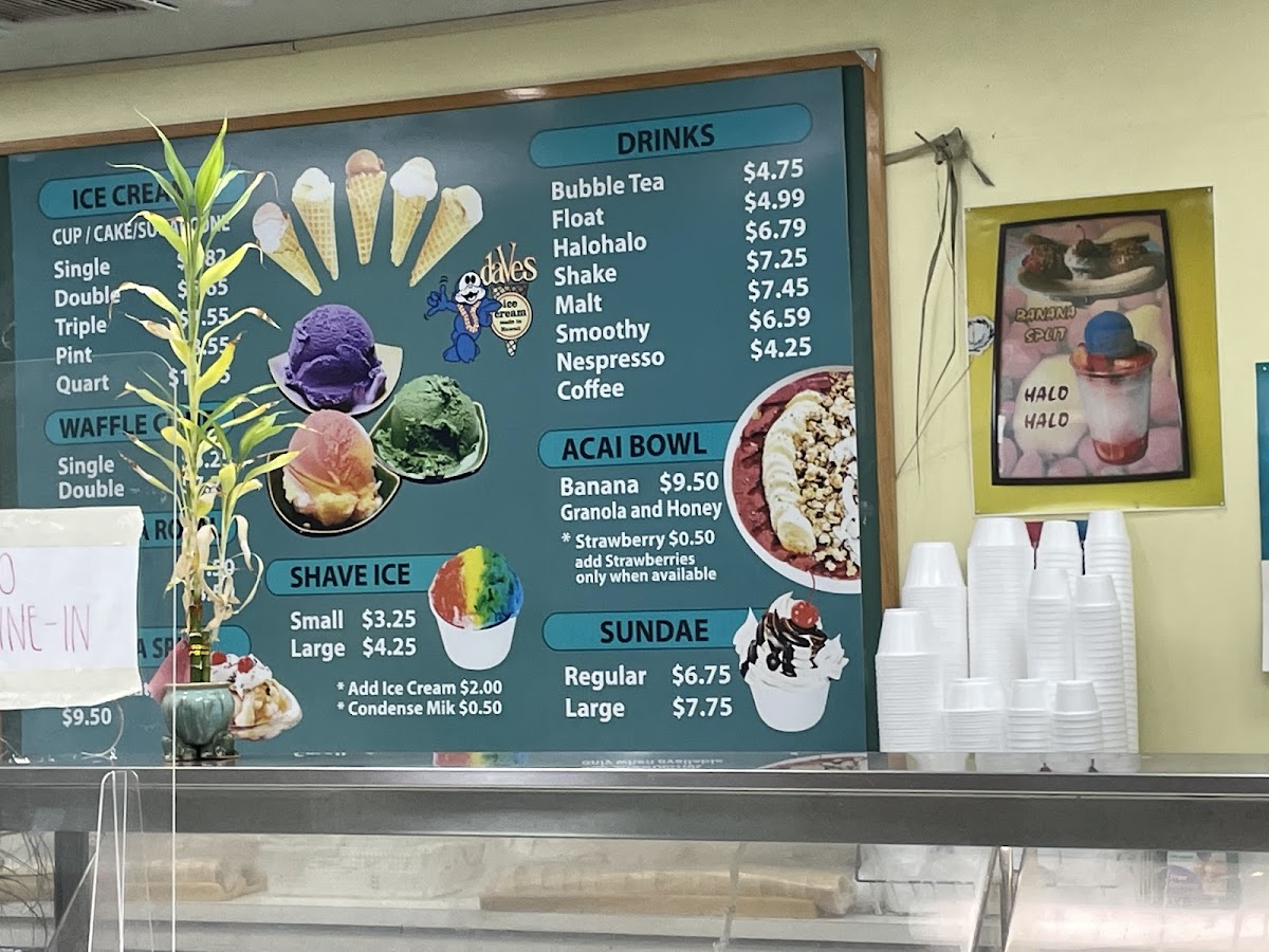 Menu Dave's Ice Cream At Waimanalo-2