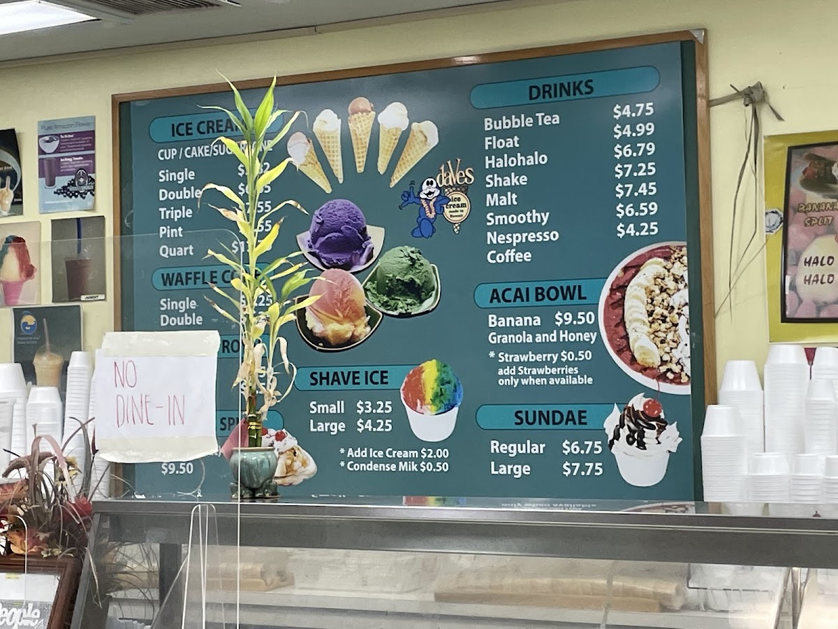 Menu Dave's Ice Cream At Waimanalo-5
