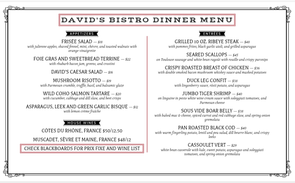 Menu David's Bistro-2