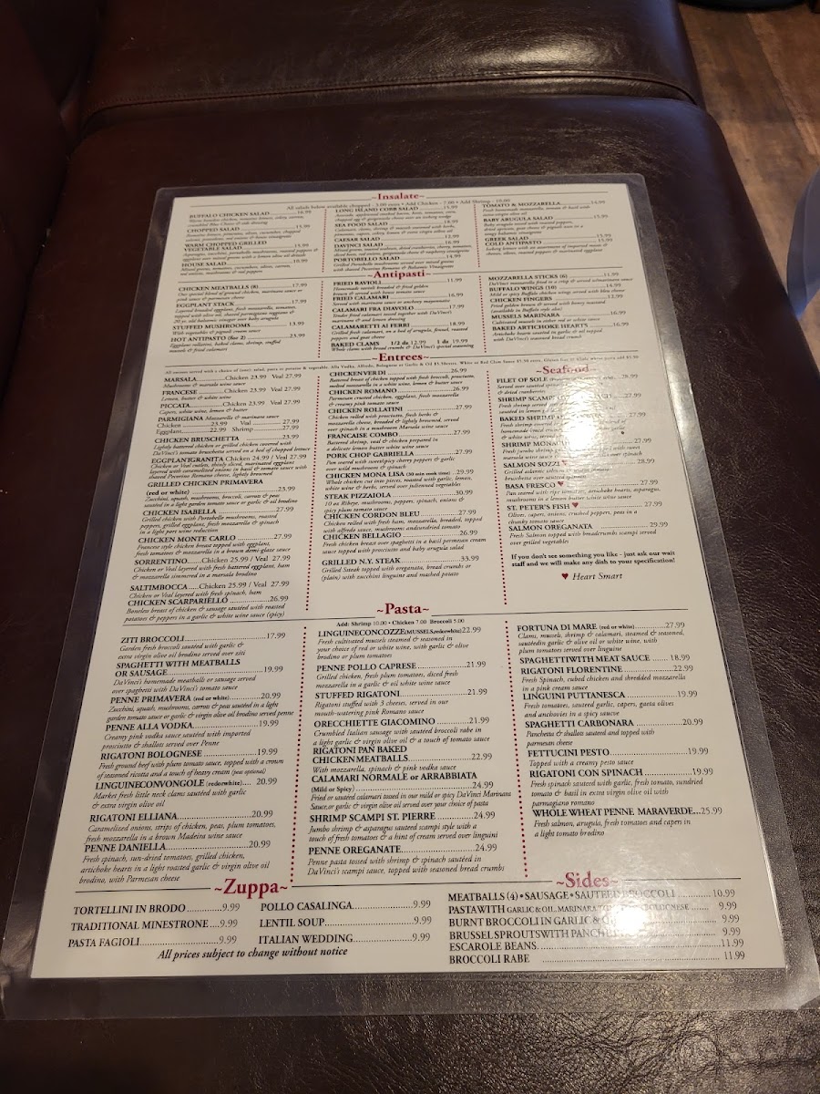 Menu Davinci's-4