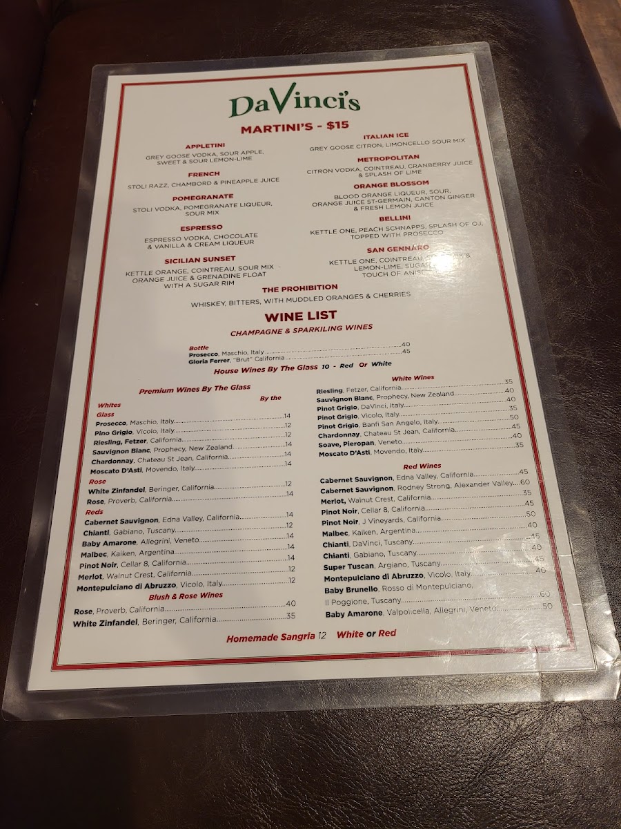 Menu Davinci's-5