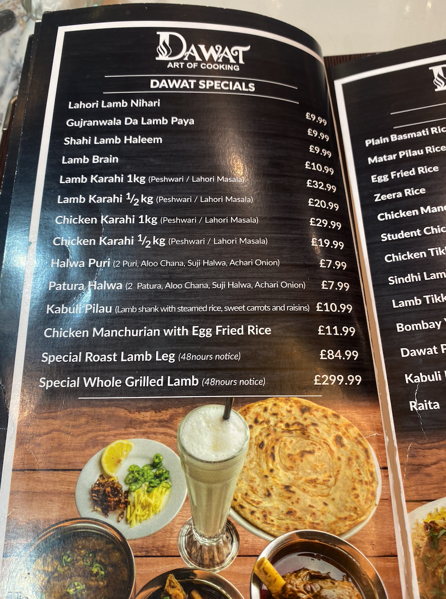 Menu Dawat Restaurant Norbury-2