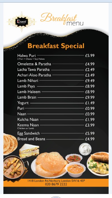Menu Dawat Restaurant Norbury-8