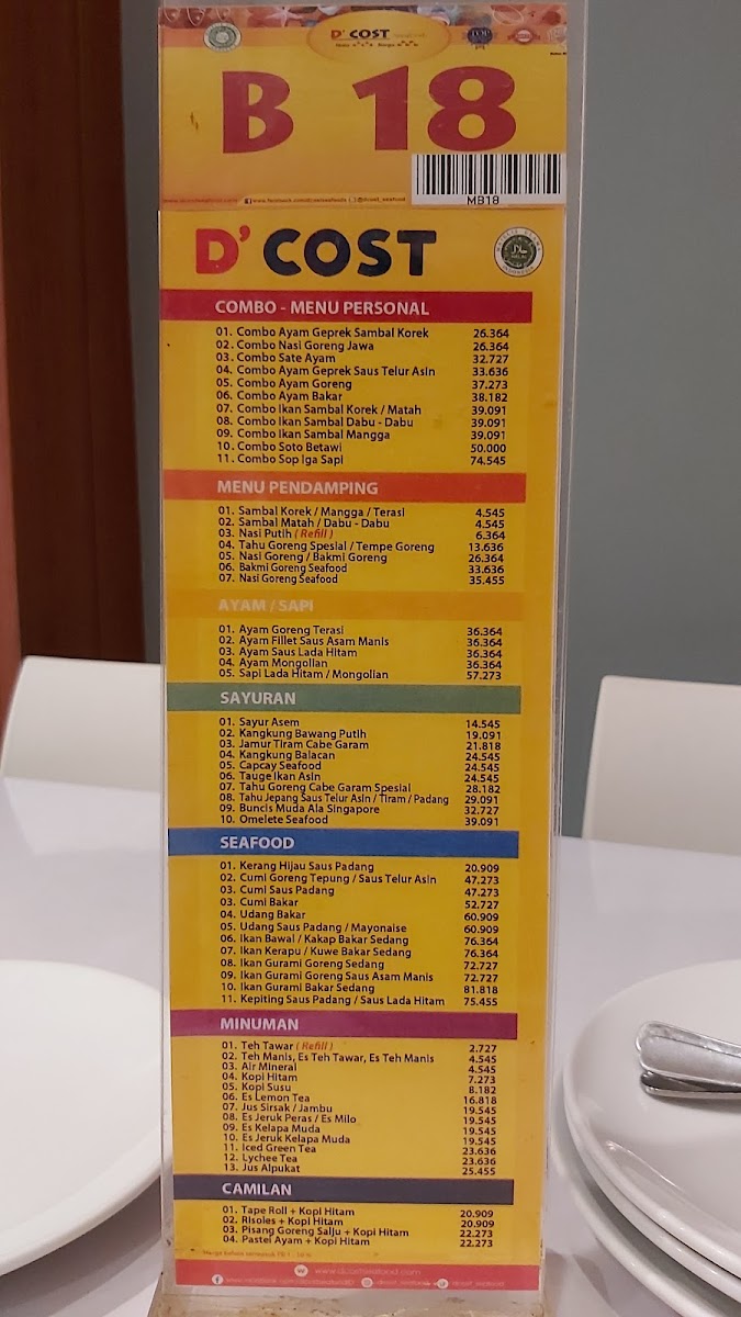 Menu D'cost Seafood Padang-2