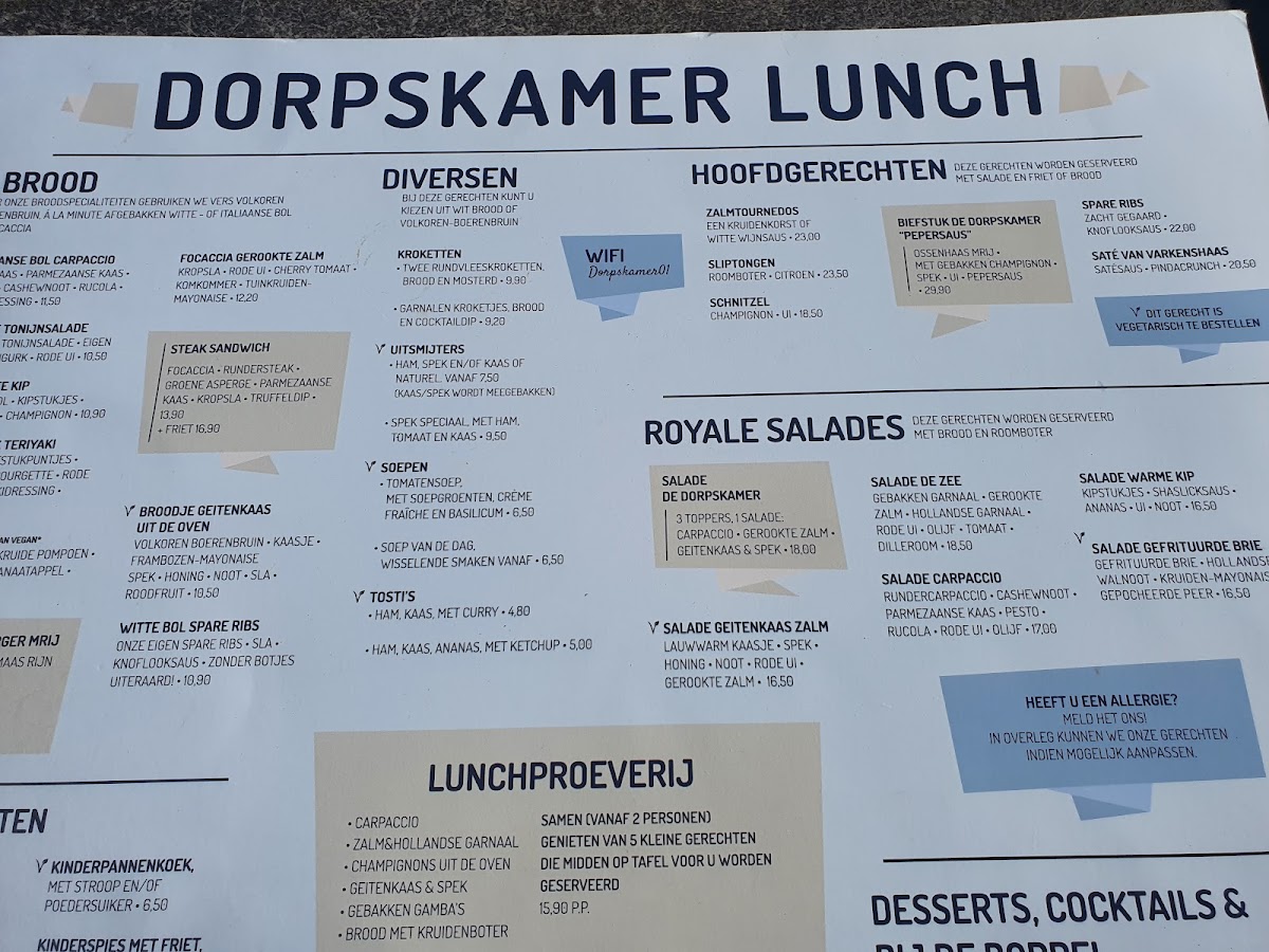 Menu De Dorpskamer Eten & Drinken-8
