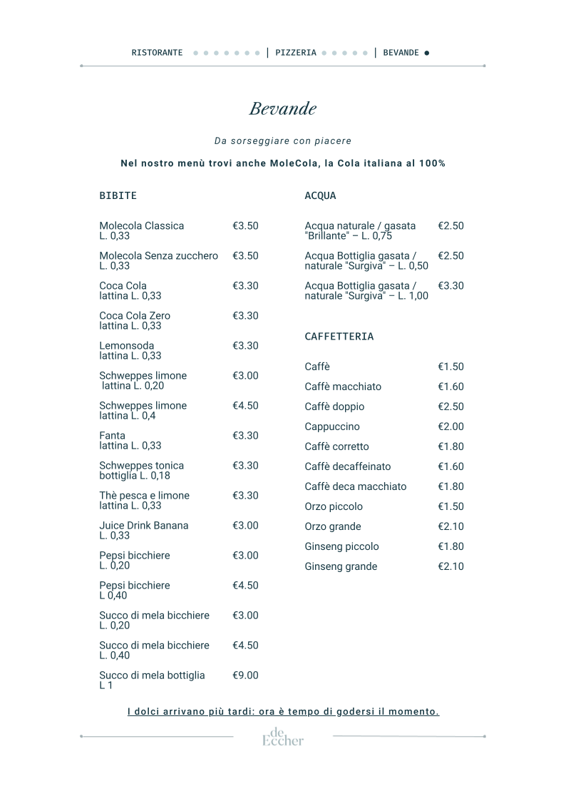 Menu De Eccher - Ristorante Pizzeria E Gastronomia-1