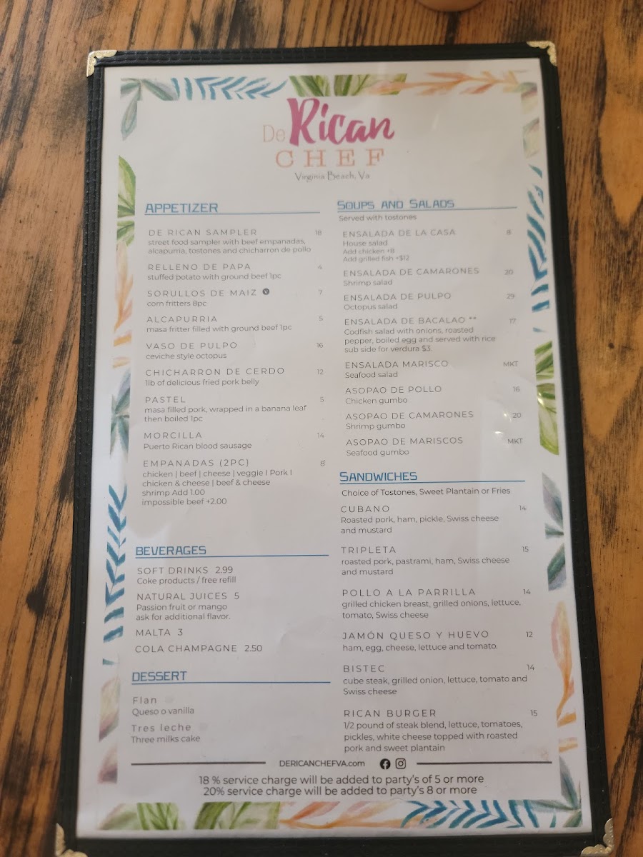 Menu De Rican Chef Holland-6
