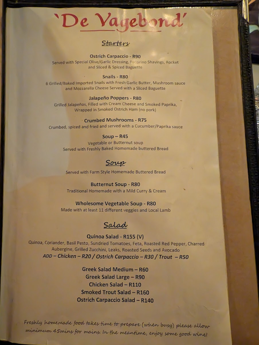 Menu De Vagebond Restaurant-10