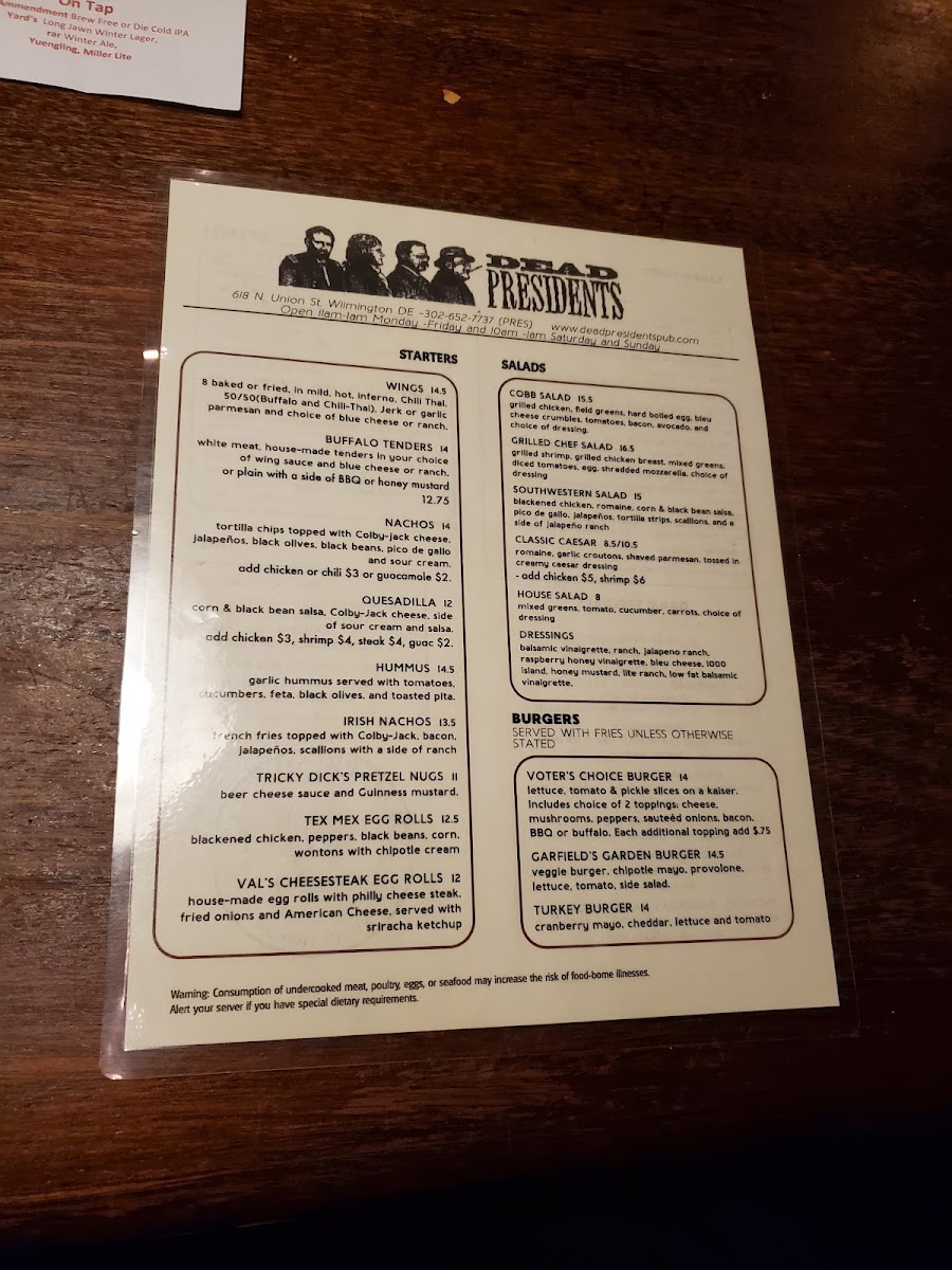Menu Dead Presidents Pub & Restaurant-4