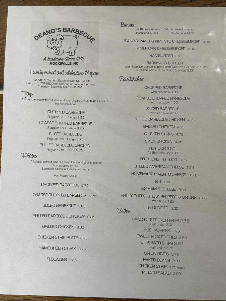 Menu Deano's Barbecue-1
