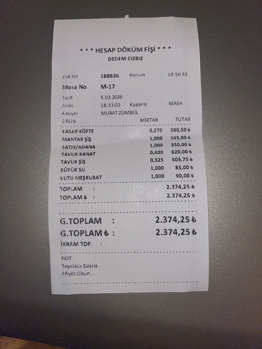 Menu Dedem Kasap Cızbız-2