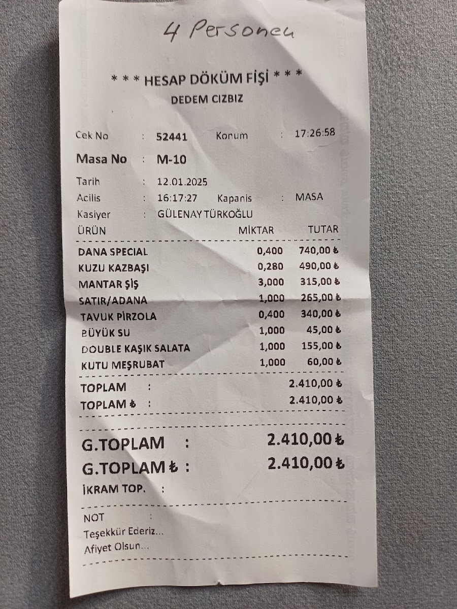 Menu Dedem Kasap Cızbız-4