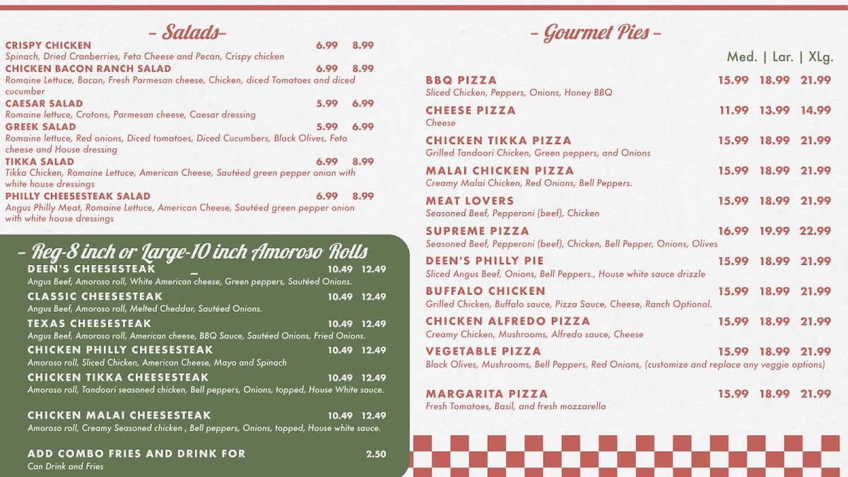 Menu Deen's Cheesesteak & Pizza-1
