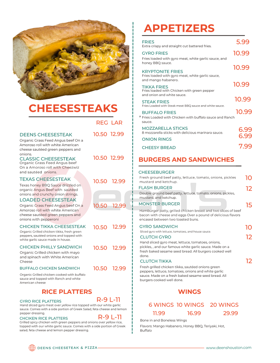 Menu Deen's Cheesesteak & Pizza-2