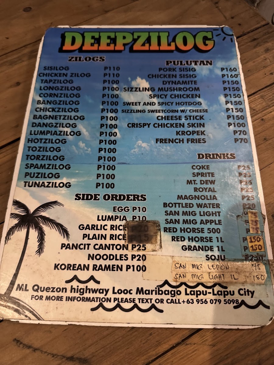 Menu Deepzilog Maribago-3