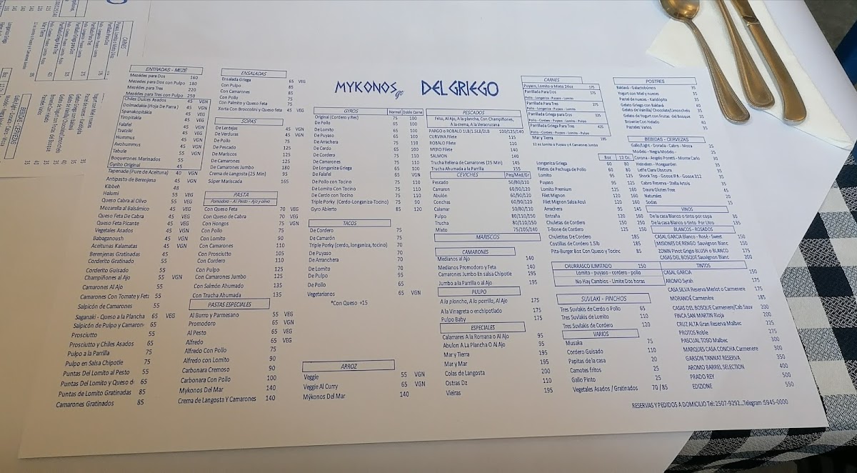 Menu Del Griego • Mykonos Z10-8