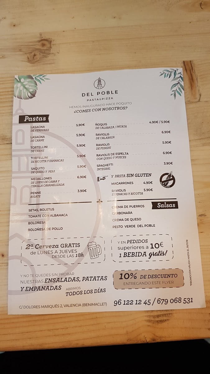 Menu Del Poble Pizzería Benimaclet-2