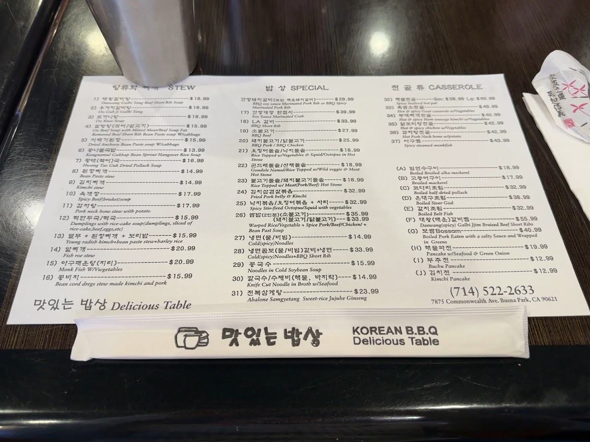 Menu Delicious Table-1