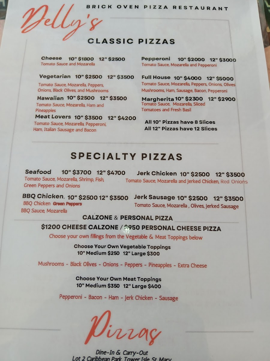 Menu Delly's Brick Oven Pizza Restaurant-2