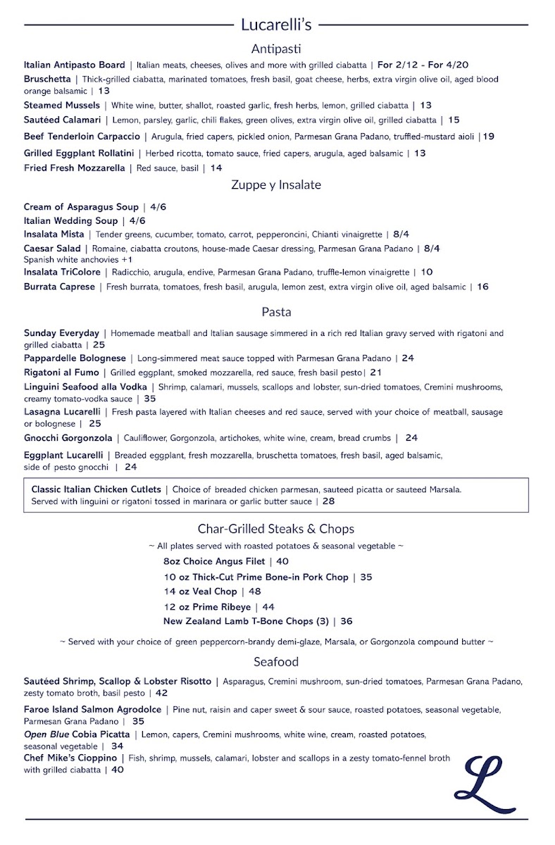 Menu Deluca’S Italian Restaurant-1
