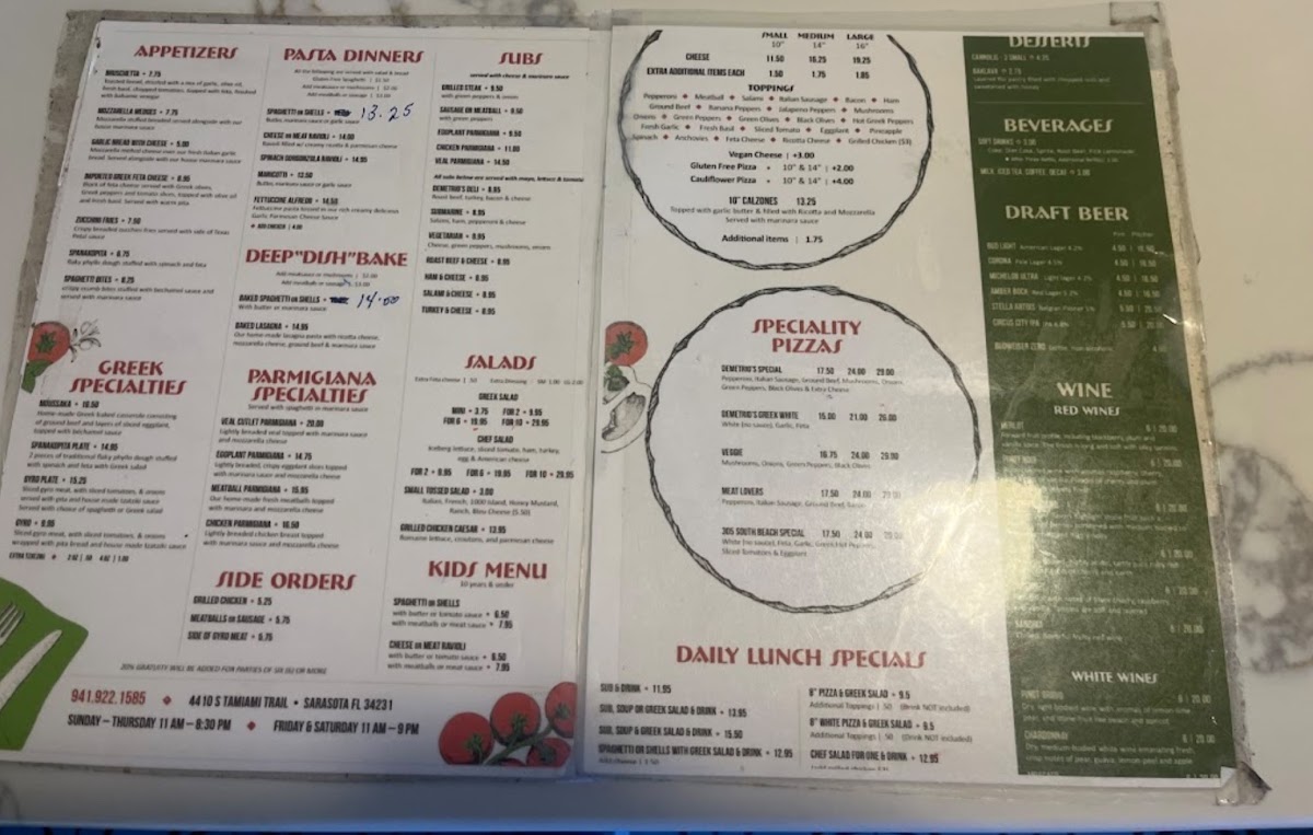 Menu Demetrio's Restaurant & Pizza-1