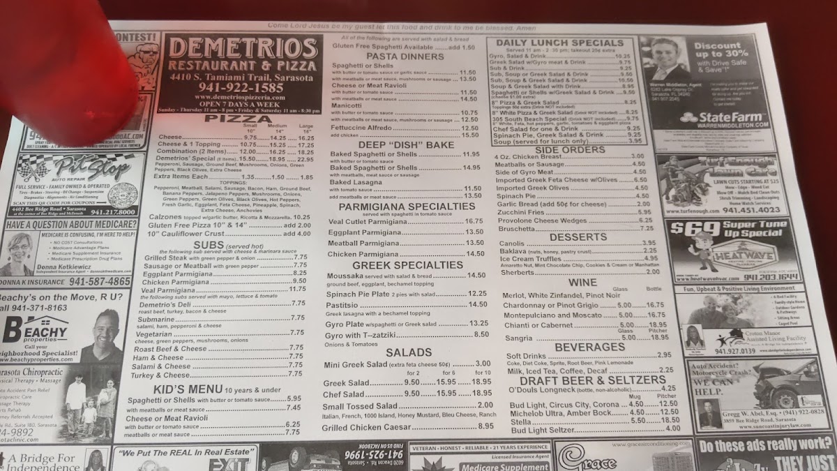 Menu Demetrio's Restaurant & Pizza-2