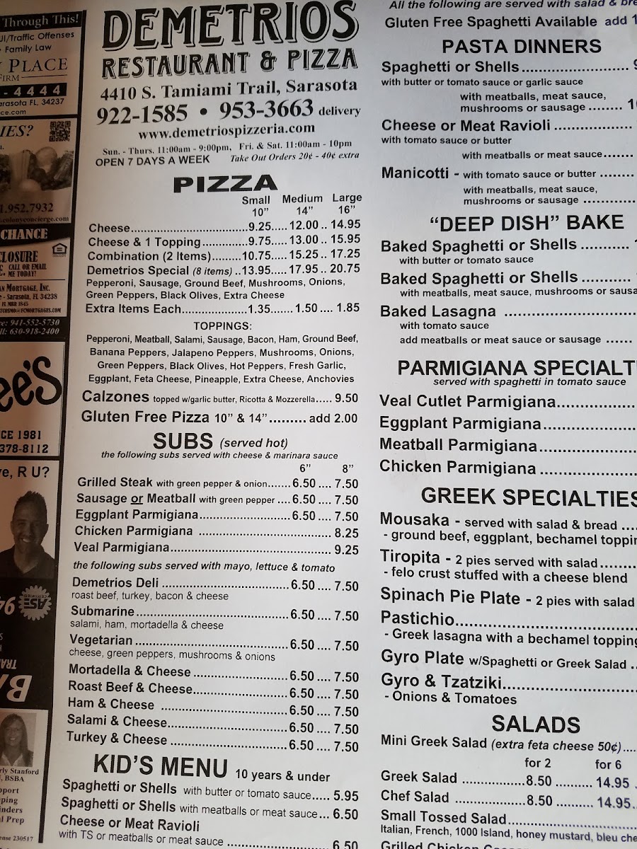 Menu Demetrio's Restaurant & Pizza-8