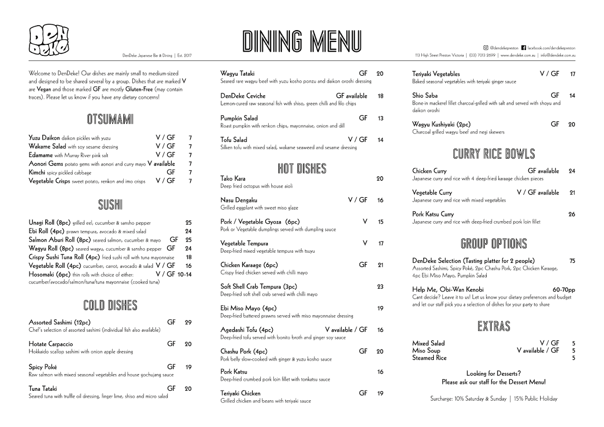 Menu Dendeke Japanese Bar & Dining-1