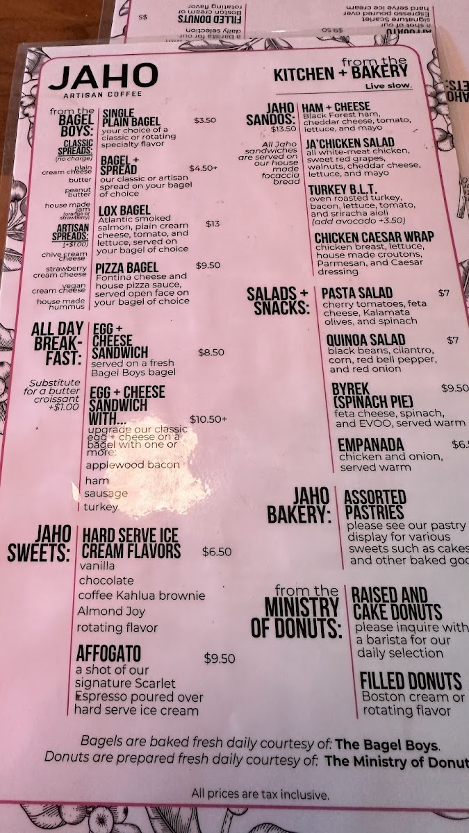 Menu Derby Street - Jaho Coffee Roaster & Wine Bar-1