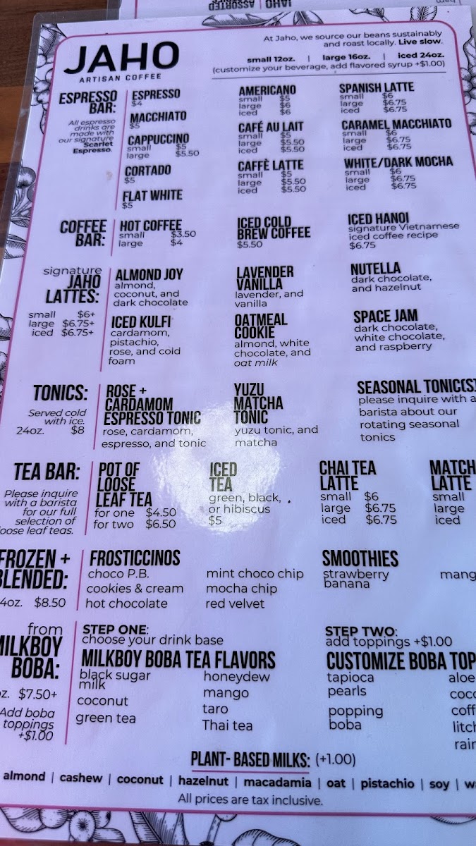 Menu Derby Street - Jaho Coffee Roaster & Wine Bar-7