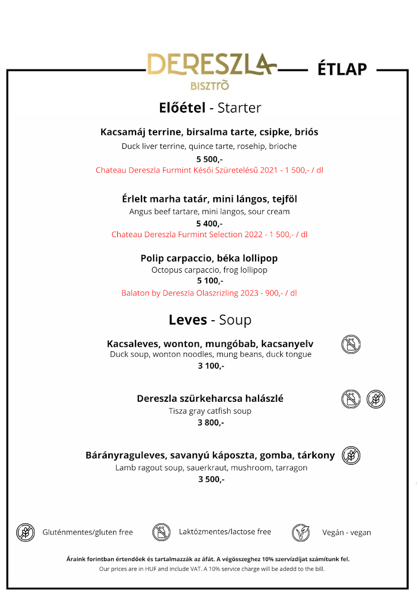 Menu Dereszla Bisztró-2