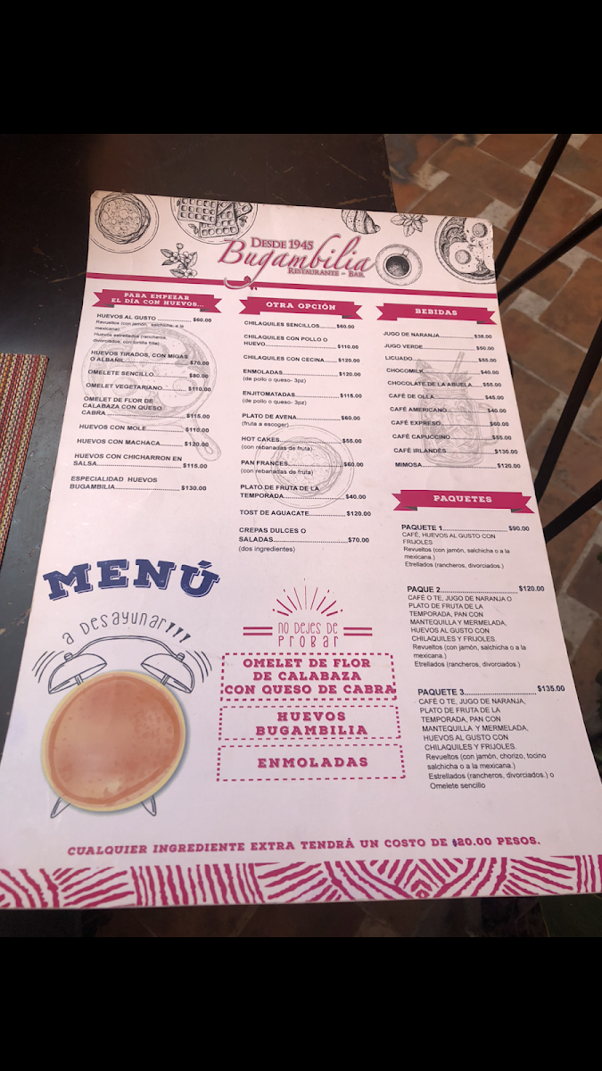 Menu Desde 1945 La Bugambilia-10
