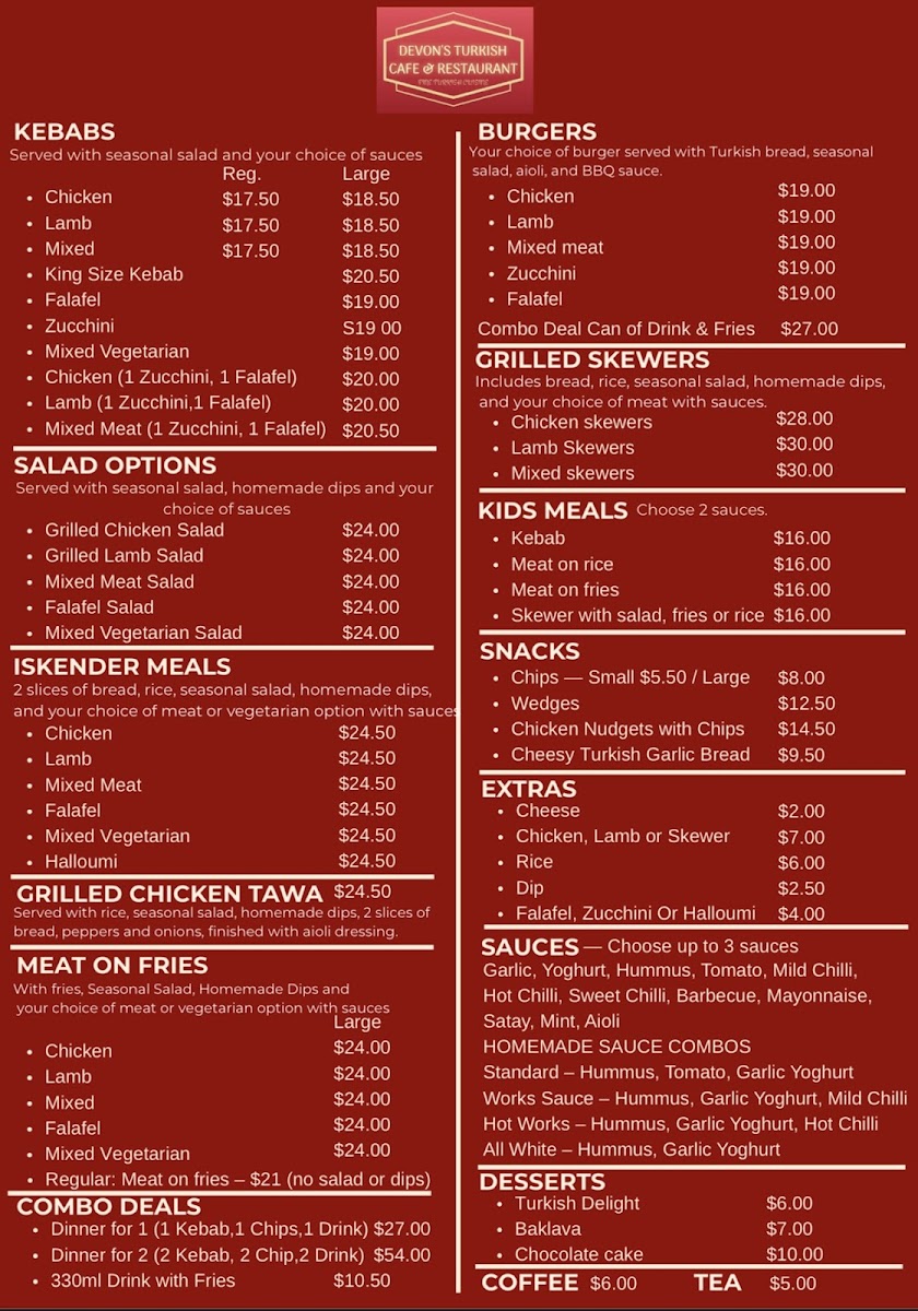 Menu Devons Turkish Cafe & Restaurant-1
