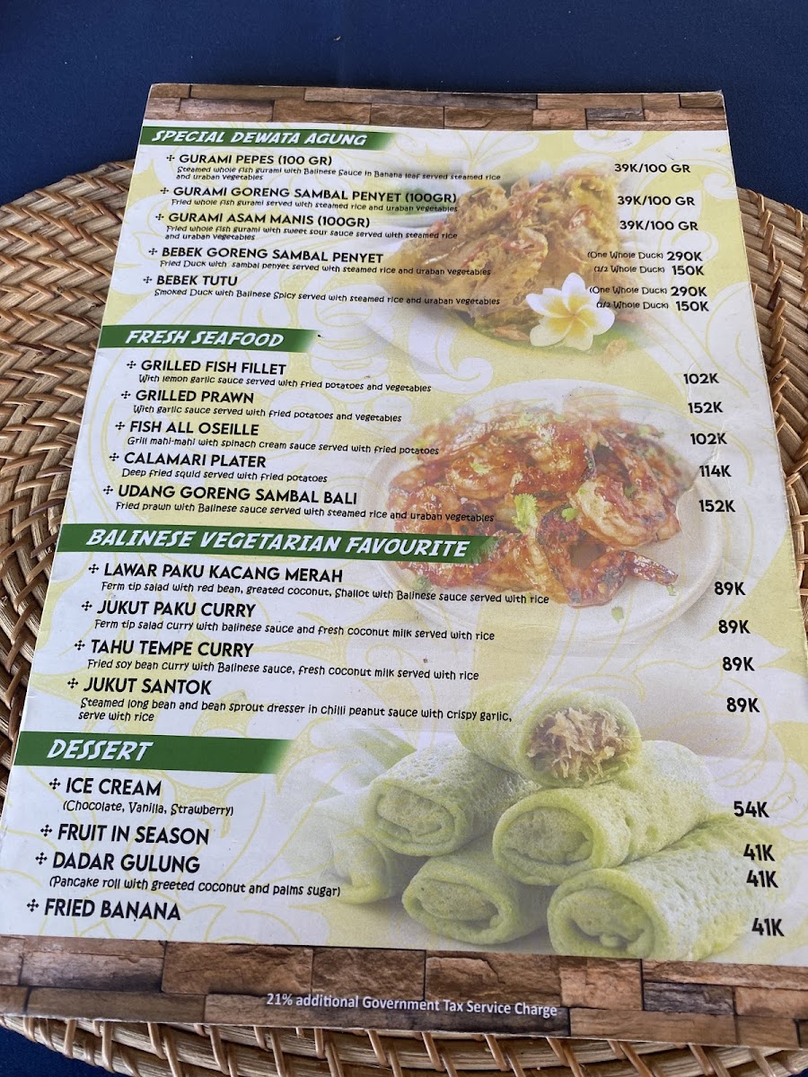 Menu Dewata Agung Restaurant Tirtagangga-2