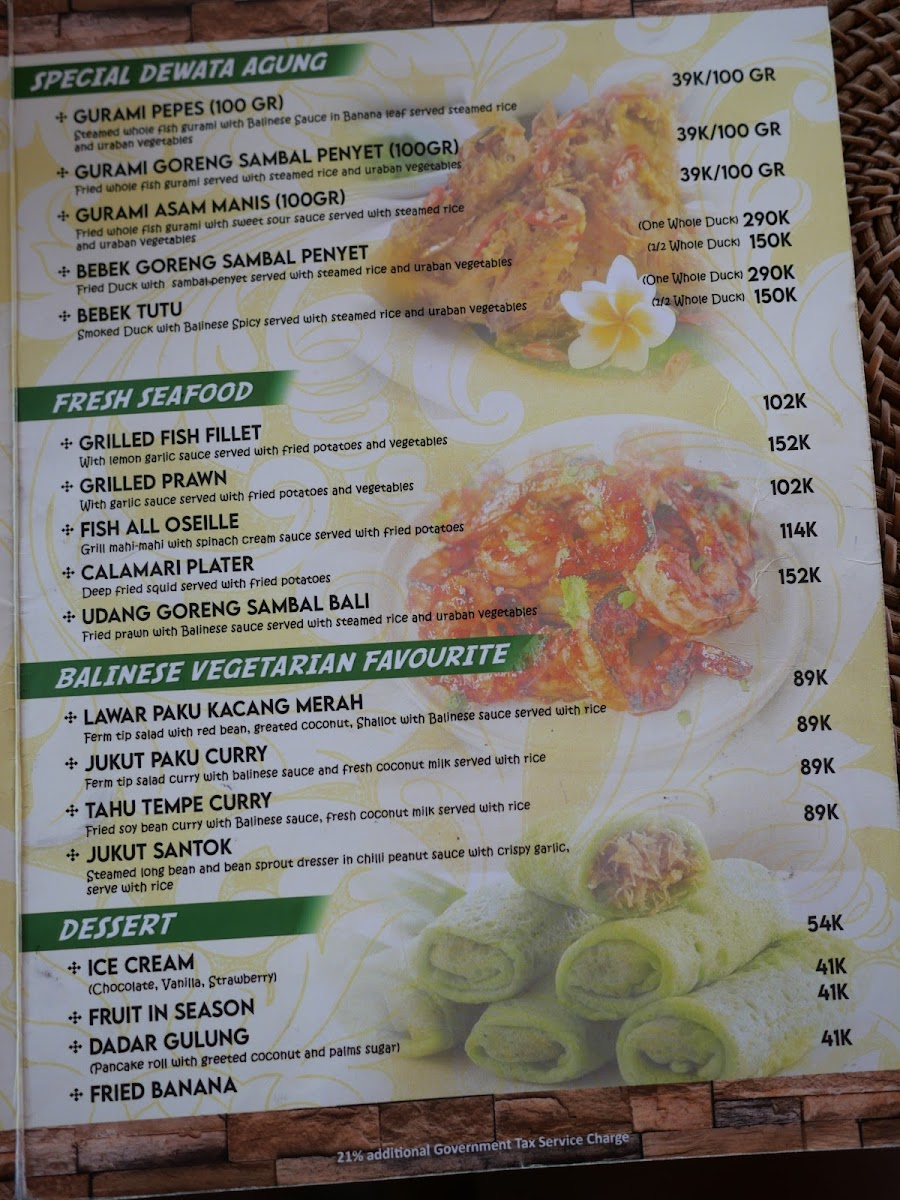 Menu Dewata Agung Restaurant Tirtagangga-7
