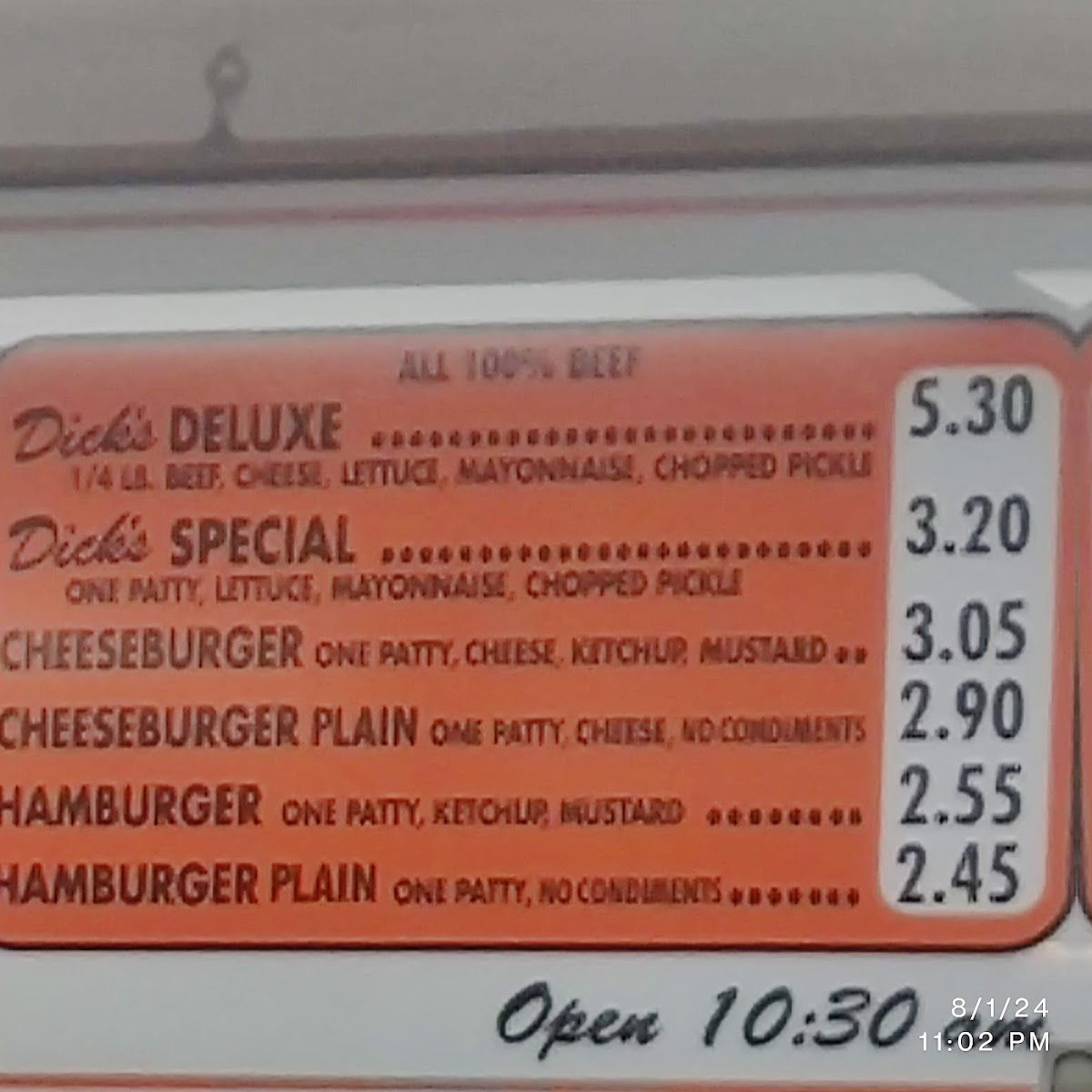 Menu Dick's Drive-In-9