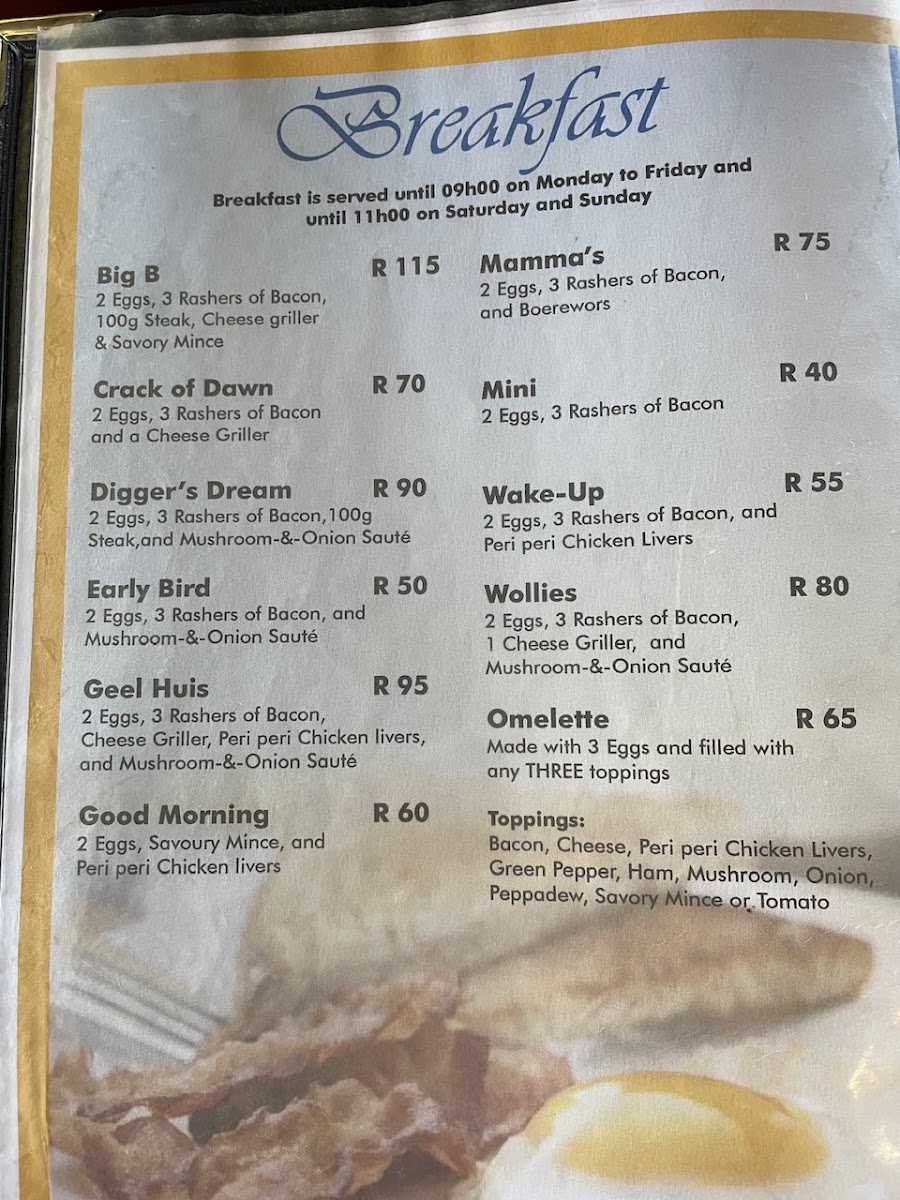 Menu Die Geel Huis B&b | Restaurant-1