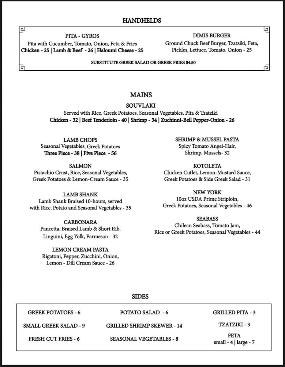 Menu Dimi's Greek House-1