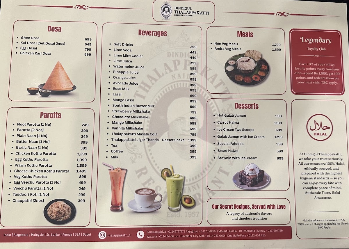 Menu Dindigul Thalappakatti Restaurant-Rajagiriya-1