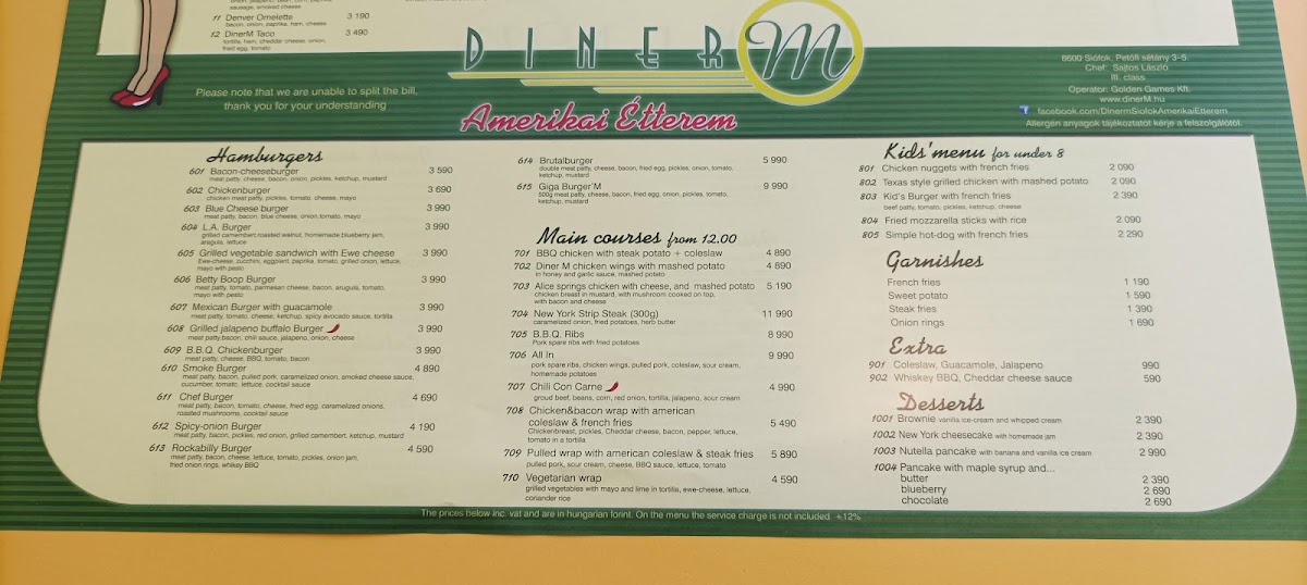 Menu Diner M Amerikai Étterem-6