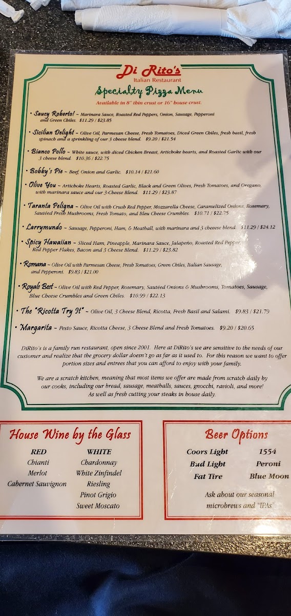 Menu Dirito’S Italian Restaurant-6