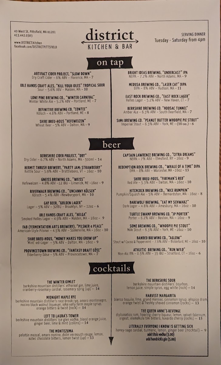 Menu District Kitchen & Bar-4