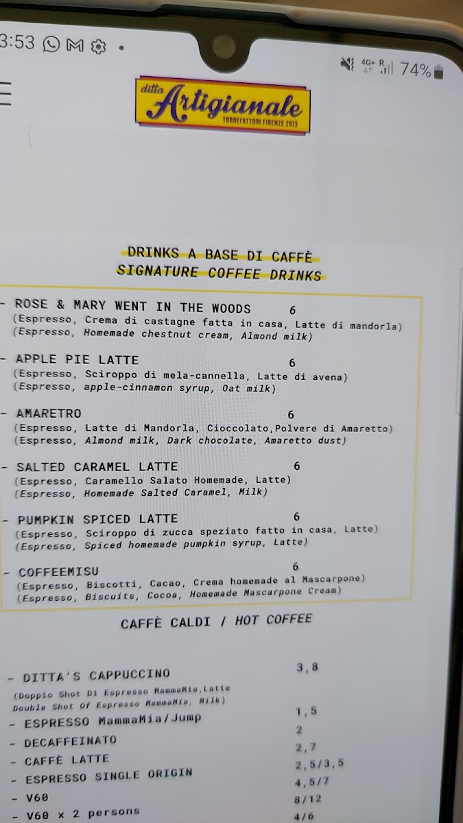 Menu Ditta Artigianale Via Dello Sprone Specialty Coffee-10