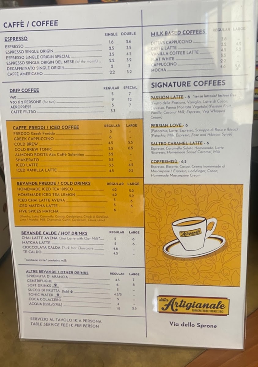 Menu Ditta Artigianale Via Dello Sprone Specialty Coffee-2