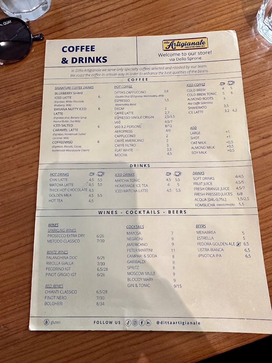 Menu Ditta Artigianale Via Dello Sprone Specialty Coffee-5