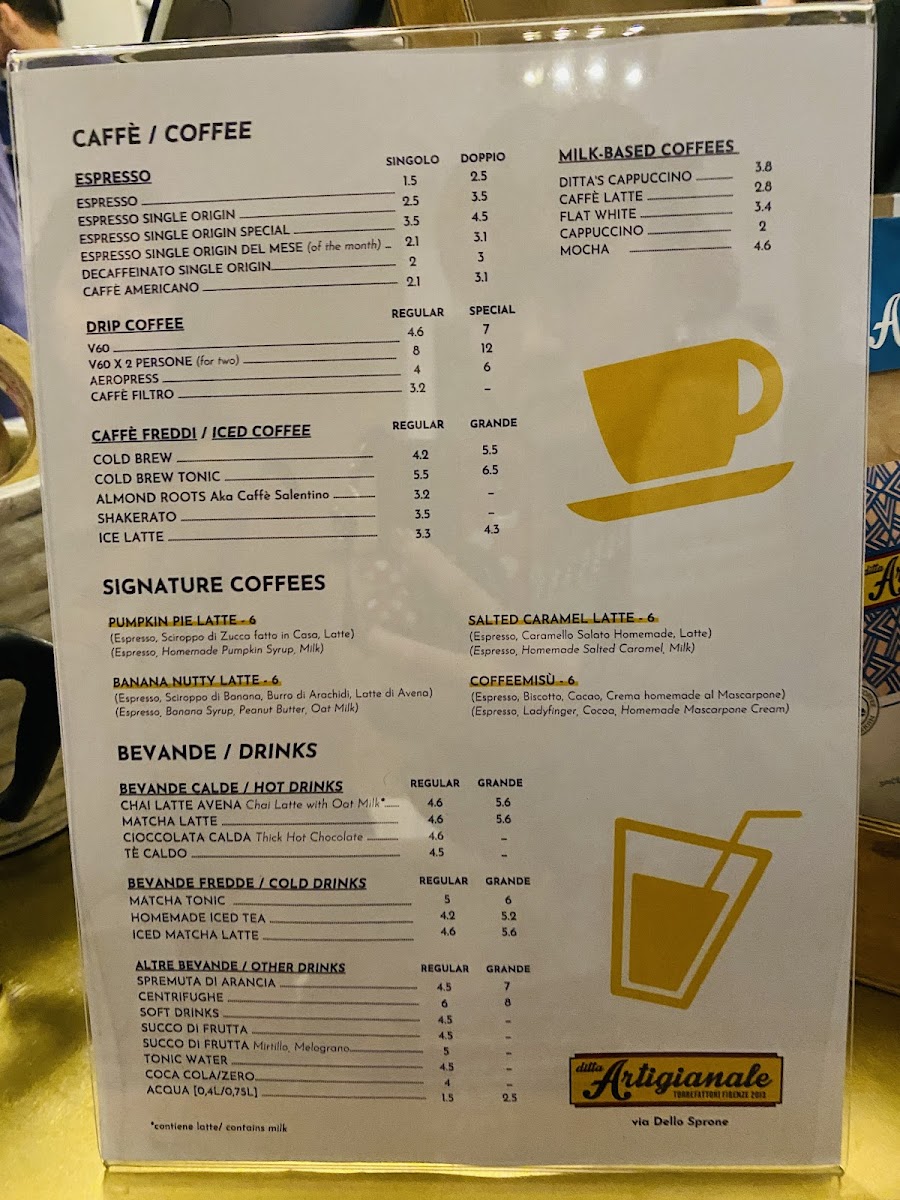 Menu Ditta Artigianale Via Dello Sprone Specialty Coffee-8